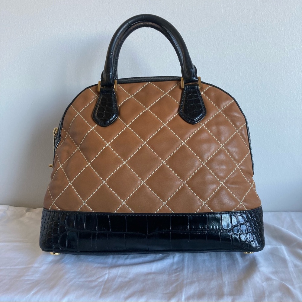 MICHAEL KORS Acorn Croc Quilted Dome Tote Selma Hamilton Raven Jet Set - Picture 3 of 12